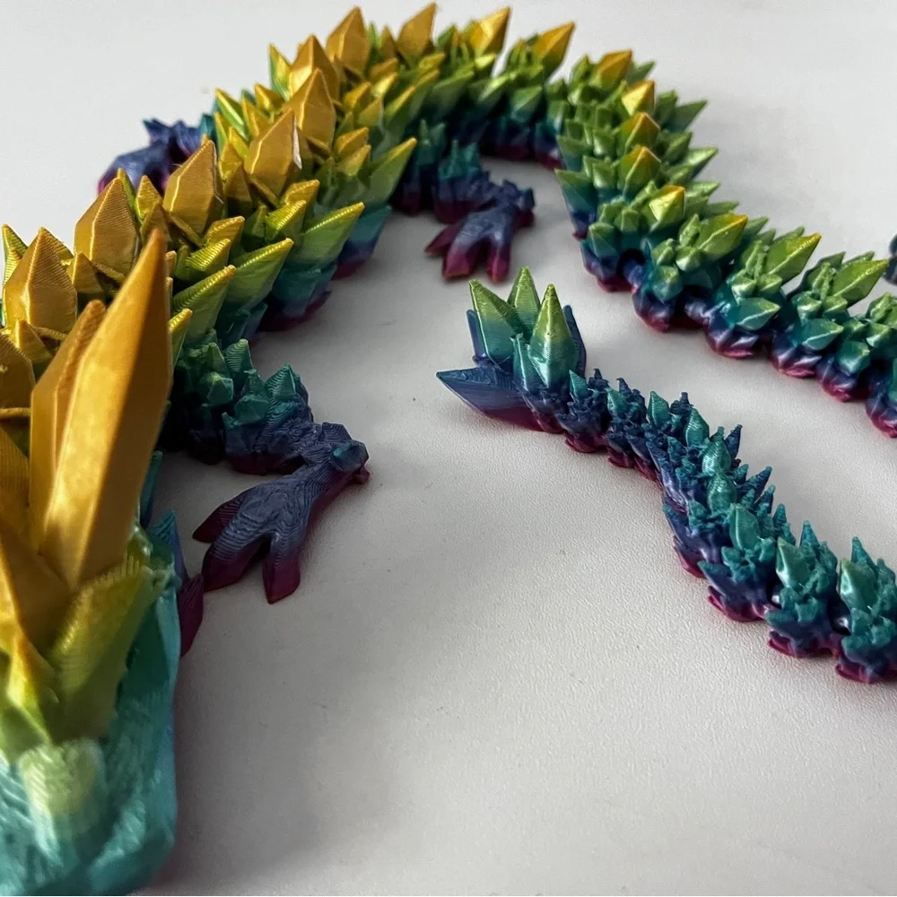 Multicolor Dragon & Frog Articulated Figure Set Vibrant Green, Gold, Blue - Picture 2 of 5